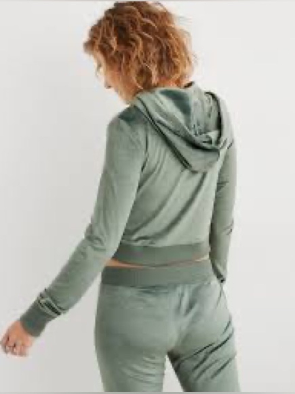 aerie Dreamy Velour Cropped ZipFront Hoodie Jacket L